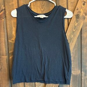 Athleta Navy Sleeveless Linen Muscle Tee size L